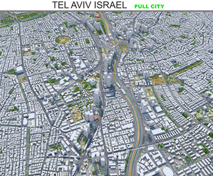 Tel Aviv city Israel 3d model 30km