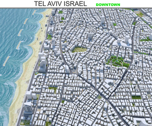Tel Aviv downtown city Israel 3d model 6km