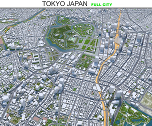 Tokyo city Japan 3d model 40km