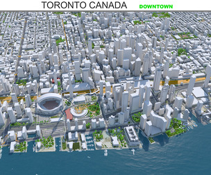Toronto downtown City Canada 3D Model 9km