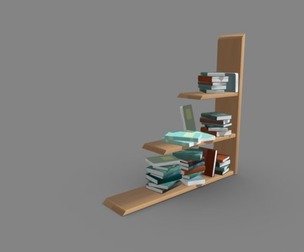 Cartoon Wall shelf with books