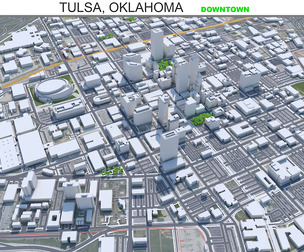 Tulsa downtown city Oklahoma 3d model 6km