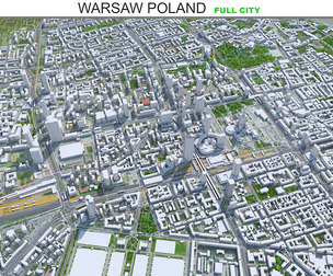 Warsaw City Poland 3D Model 50km