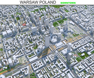 Warsaw downtown City Poland 3D Model 8km