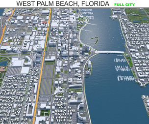 West Palm Beach city Florida USA 3d model  40km