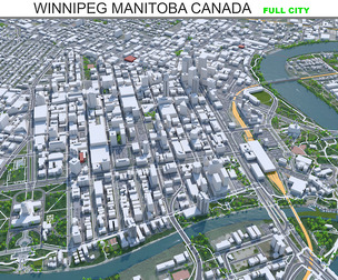 Winnipeg Manitoba city Canada 3d model 60km