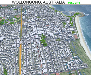 Wollongong city Australia 3d model 30km