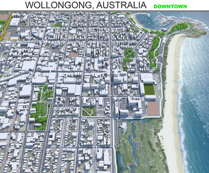 Wollongong downtown city Australia 3d model 6km