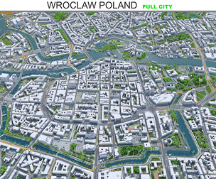 Wroclaw City Poland 3D Model 50km
