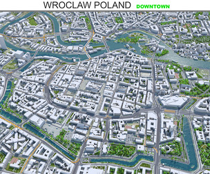 Wroclaw downtown City Poland 3D Model 8km