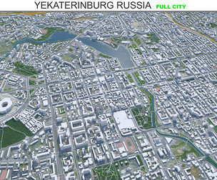 Yekaterinburg city Russia 3d model 70km