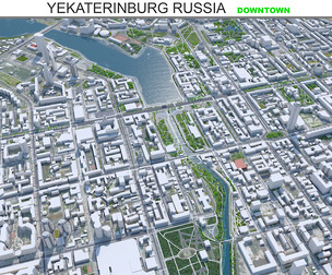 Yekaterinburg downtown city Russia 3d model 8km