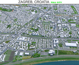 Zagreb city Croatia 3d model 60km