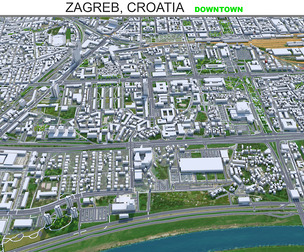 Zagreb downtown city Croatia 3d model 8km