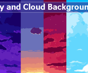 2D Pixel Art Backgrounds (10 Sky & Cloud ) #3