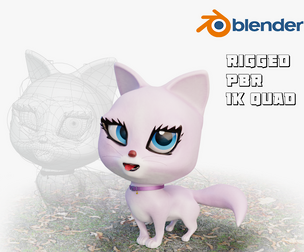Cartoon Cat Rigged Lowpoly