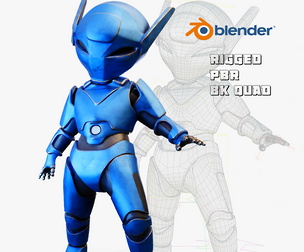Tiny Robot Rigged Low-poly 3D model