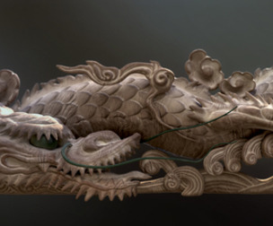 Carved Japanese Dragon Sculpture