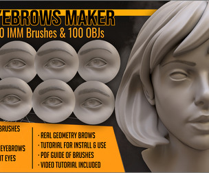 Eyebrows Maker 100 ZBrush IM brushes and 100 OBJs