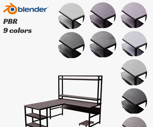 L shaped desk with shelf in color variations