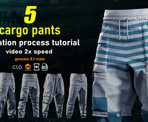 5 Male Cargo Pants_MD/CLO3D + Tutorial