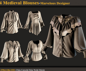 4 Medieval Blouses(ZPRJ+OBJ + FBX)