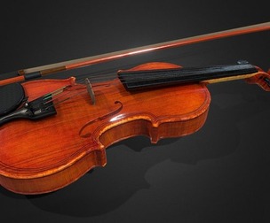 Violin and Bow - Low Poly
