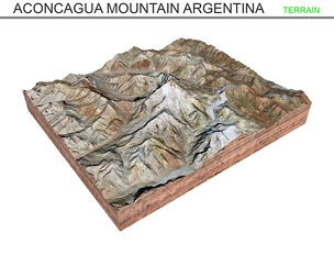 Aconcagua Mountain Argentina Terrain 3d model