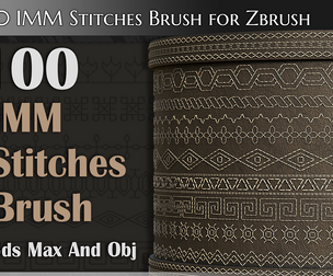 100 IMM Stitches Brush for Zbrush