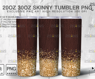20oz Glitter Gold Leather Skinny Tumbler