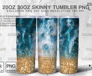 20oz Sea Gold Glitter Skinny Tumbler