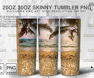 20oz Sea Gold Glitter Skinny Tumbler