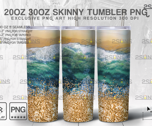 20oz Sea Gold Glitter Skinny Tumbler
