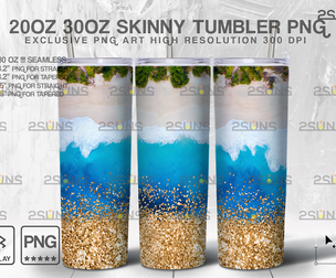 20oz Sea Gold Glitter Skinny Tumbler