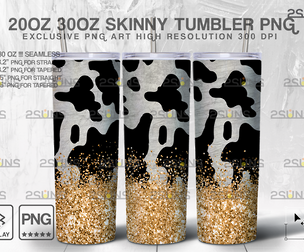 20oz CowHide Gold Glitter Skinny Tumbler