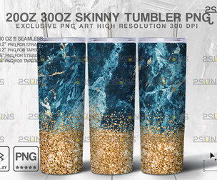20OZ Glitter Gold Marble Skinny Tumbler