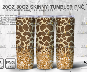 20oz Glitter Gold Giraffe Skinny Tumbler