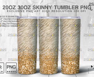 20oz Glitter Gold Fur Africa Skinny Tumbler