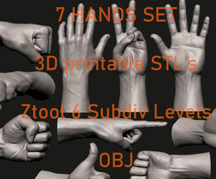 Hand 7 poses 3D Printable 3D model