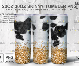 20oz CowHide Gold Glitter Skinny Tumbler