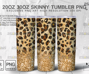 20oz Glitter Gold Leopard Skinny Tumbler