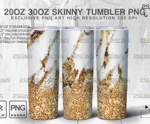 20OZ Glitter Gold Marble Skinny Tumbler