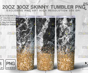20OZ Glitter Gold Marble Skinny Tumbler
