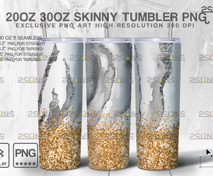 20OZ Glitter Gold Marble Skinny Tumbler