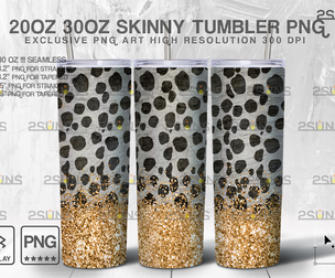 20oz Glitter Gold Leopard Skinny Tumbler