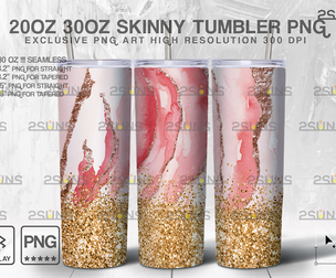 20OZ Glitter Gold Marble Skinny Tumbler