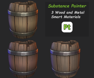 Wood & Metal Stylized Substance Painter Smart MAT