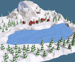 Low Poly Winter Village
