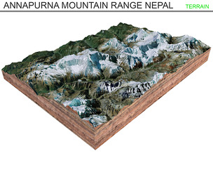 Annapurna Mountain Range Nepal Terrain 3d model
