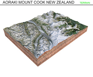 Aoraki Mount Cook New Zealand Terrain 3d model
